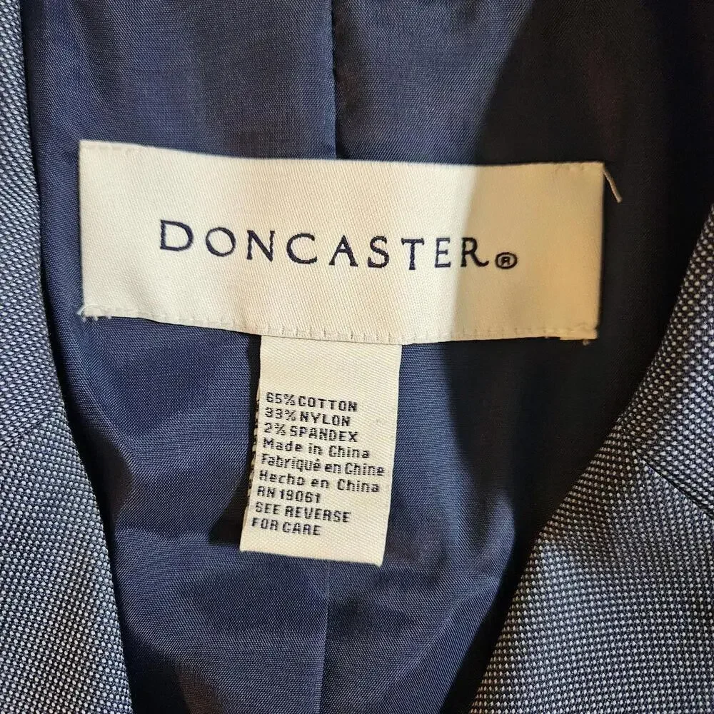 Doncaster Women's Blue 2 Pc Sz 10 Blazer & Sz 10P Pants Suit Business Career Set - Picture 5 of 16